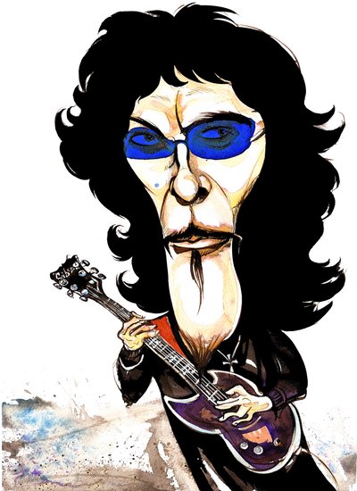 Tommy Iommi - karikatur af Neale Osborne